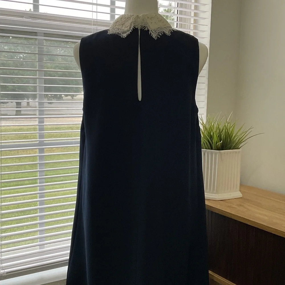NANETTE LEPORE BLUE DREES WIITH LACE COLLAR. SIZE 8 - Picture 7 of 11